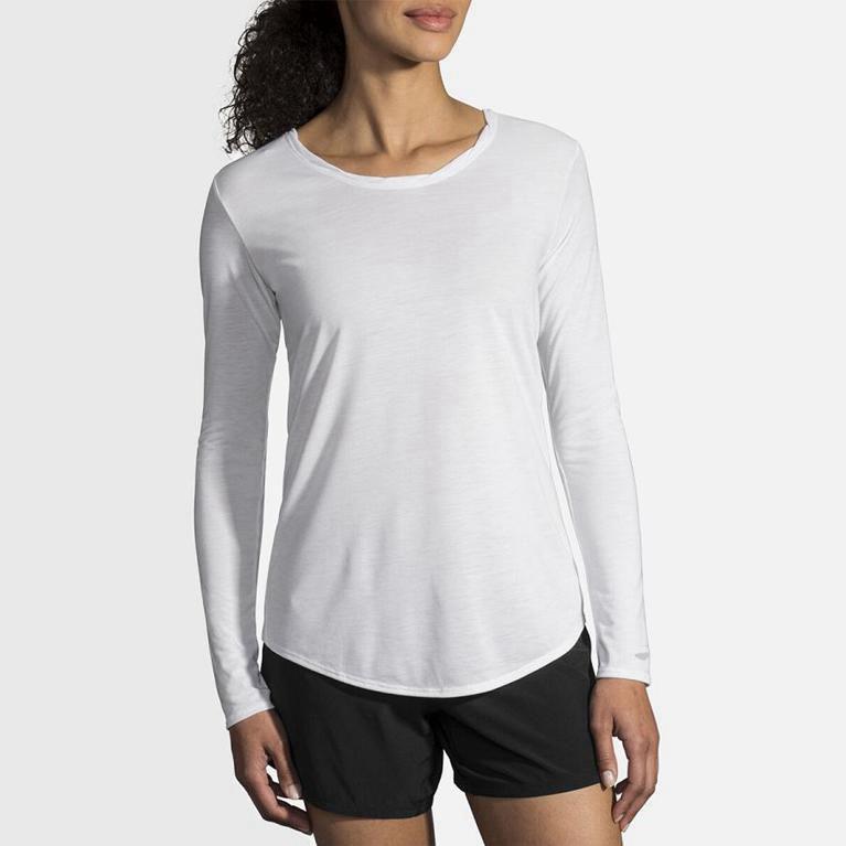 Brooks Distance Hardloopshirts Met Lange voor Dames Wit (BHUND-7269)